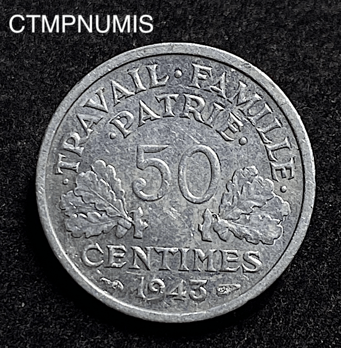 MONNAIE FRANCAISE 50 CENTIMES FRANCISQUE BAZOR 1943 B - CTMP NUMIS ...