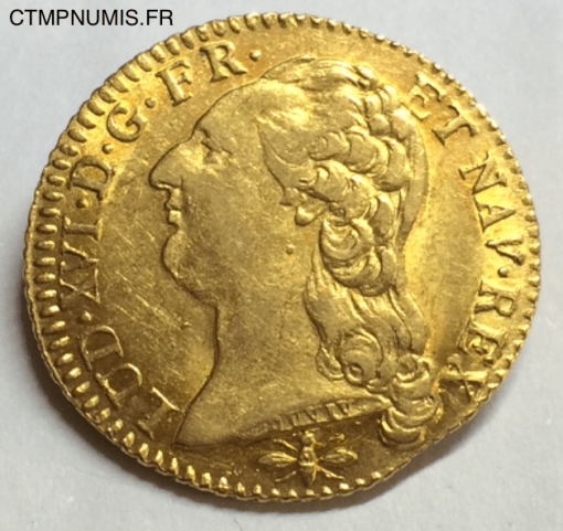 LOUIS D'OR  AU BUSTE NU  LOUIS XVI  1790 D  LYON  TTB+  RARE