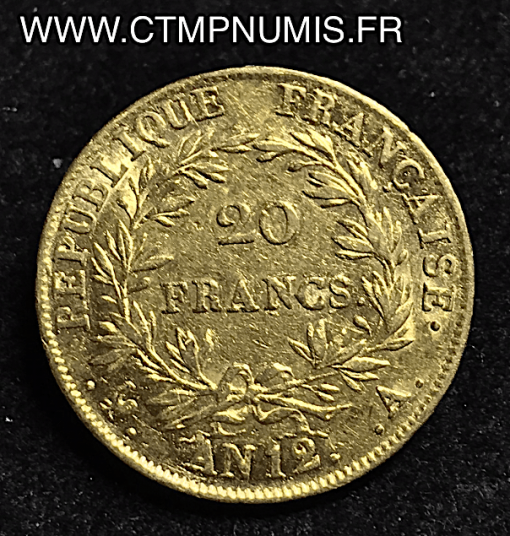 20 FRANCS OR NAPOLEON EMPEREUR AN 12 A