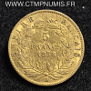 ,5,FRANCS,OR,NAPOLEON,III,1858,A,PARIS,NUE,