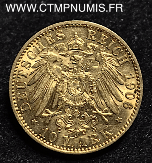 PRUSSE 10 MARK OR GUILLAUME II 1906 A