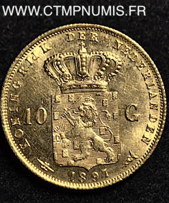 PAYS BAS 10 GULDEN OR CHEVEUX LONGS 1897