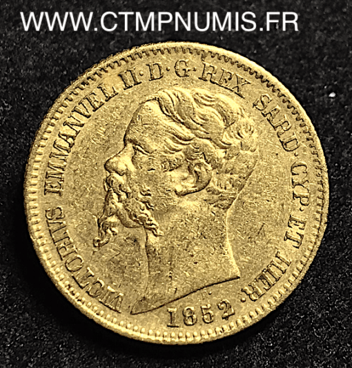 ITALIE SARDAIGNE 20 LIRE OR 1852 GENES