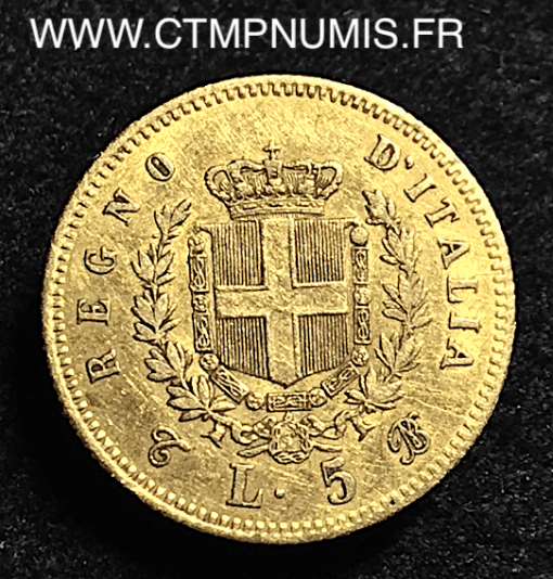 ITALIE 5 LIRE OR 1863 T TURIN