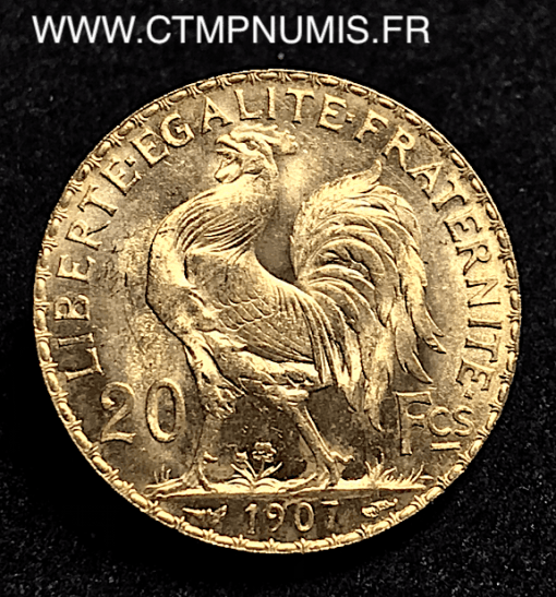 20 FRANCS OR COQ 1907 SPL