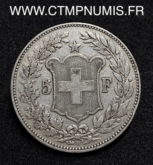 ,SUISSE,5,FRANCS,ARGENT,HELVETIA,1895,BERNE,