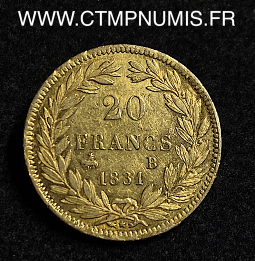 ,20,FRANCS,OR,LOUIS,PHILIPPE,I°,1831,B,ROUEN,