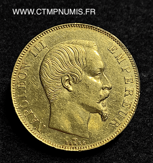 ,50,FRANCS,OR,NAPOLEON,III,TETE,NUE,1857,PARIS,