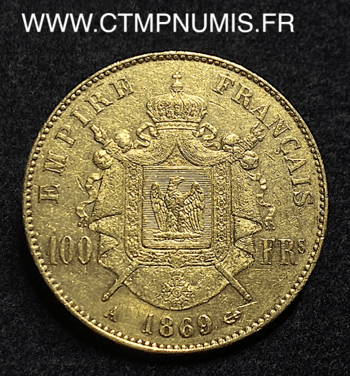 ,100,FRANCS,OR,NAPOLEON,III,1869,PARIS,