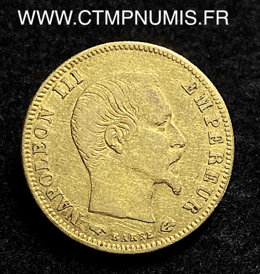 ,5,FRANCS,OR,NAPOLEON,III,TETE,NUE,1857,PARIS,