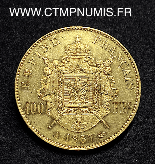 ,EMPIRE,100,FRANCS,OR,NAPOLEON,III,1857,PARIS,