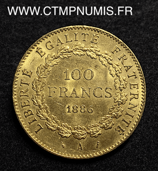 ,100,FRANCS,OR,GENIE,III°,REPUBLIQUE,1886,PARIS,