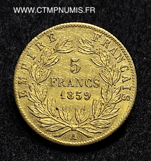 ,EMPIRE,5,FRANCS,OR,NAPOLEON,III,1859,PARIS,