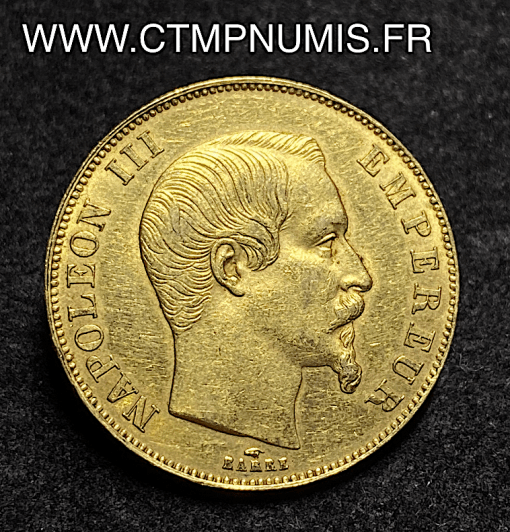 ,50,FRANCS,OR,NAPOLEON,III,TETE,NUE,1857,PARIS,