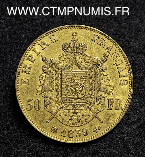 ,50,FRANCS,OR,NAPOLEON,III,1859,STRASBOURG,