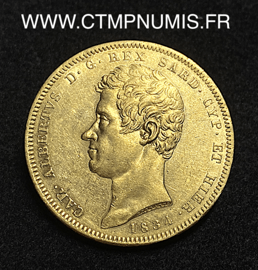 ,MONNAIE,ITALIE,SARDAIGNE,100,LIRE,OR,CHARLES,ALBERT,1834,TURIN,