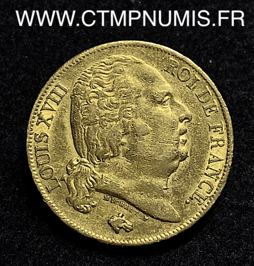 ,MONNAIE,ROYALE,LOUIS,XVIII,20,FRANCS,OR,1817,W,LILLE,