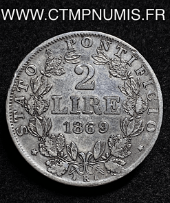 ,MONNAIE,ITALIE,VATICAN,2,LIRE,ARGENT,PIE,IX,1869,ROME,
