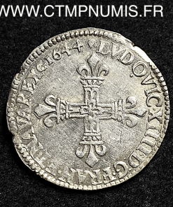 ,MONNAIE,ROYALE,LOUIS,XIV,1/4,ECU,ARGENT,1644,M,TOULOUSE,