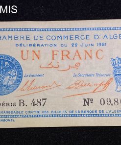 ,BILLET,ALGERIE,1,FRANC,1921,COMMERCE,ALGER,CHAMBRE,