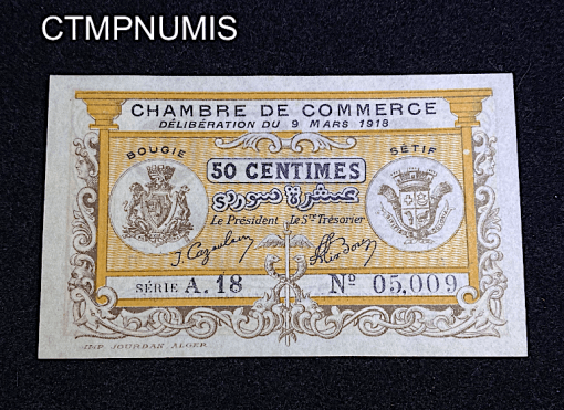 ,BILLET,50,CENTIMES,1918,BOUGIE,SETIF,