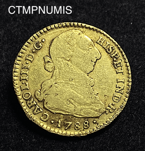 ,MONNAIE,COLOMBIE,2,ESCUDOS,OR,CHARLES,1788,POPAYAN,