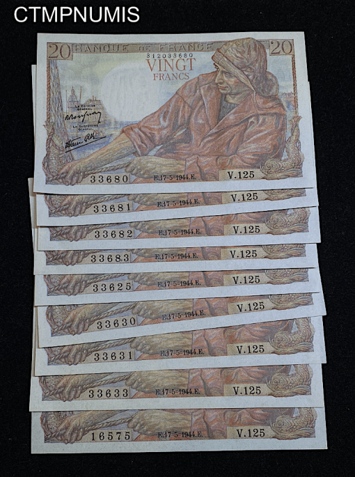 ,BILLET,FRANCAIS,20,FRANCS,PECHEUR,1944,