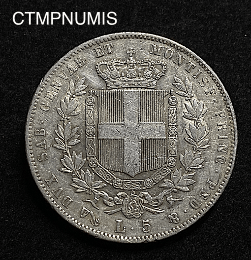 ,MONNAIE,ITALIE,5,LIRE,ARGENT,1856,GENES,