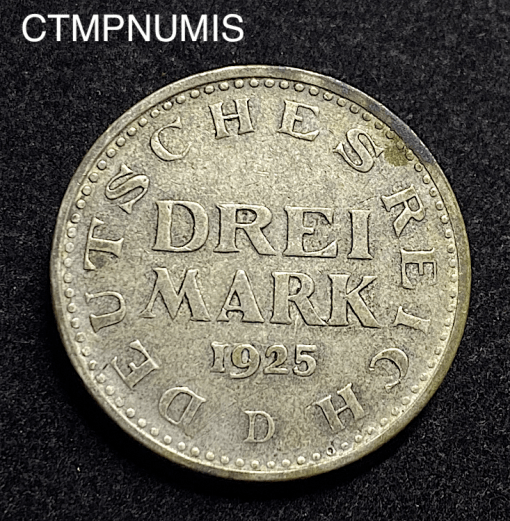 ,MONNAIE,ALLEMAGNE,3,MARK,1925,D,ARGENT,