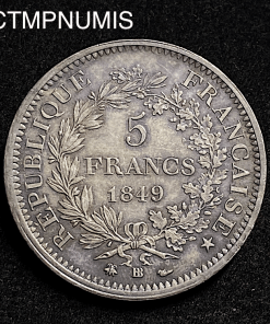 ,MONNAIE,REPUBLIQUE,5,FRANCS,ARGENT,HERCULE,1849,BB,STRASBOURG,
