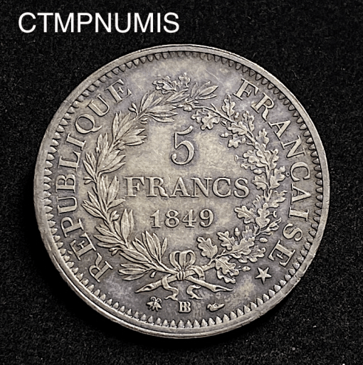 ,MONNAIE,REPUBLIQUE,5,FRANCS,ARGENT,HERCULE,1849,BB,STRASBOURG,