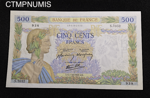 ,BILLET,FRANCAIS,500,FRANCS,LA,PAIX,1942,NEUF,