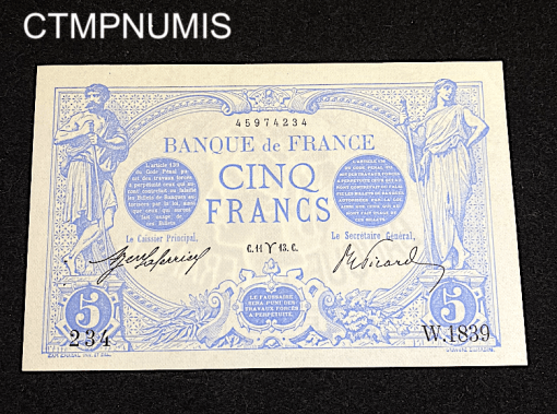 ,BILLET,5,FRANCS,BLEU,1913,MARS,BELIER,