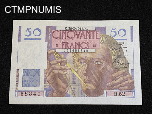 ,BILLET,50,FRANCS,LE,VERRIER,1947,SPL,