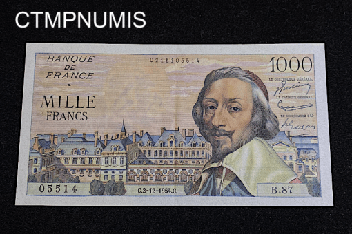 ,BILLET,1000,FRANCS,RICHELIEU,1954,