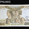 ,BILLET,5000,FRANCS,TERRE,MER,1957,