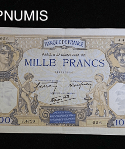 ,BILLET,1000,FRANCS,CERES,MERCURE,1938,