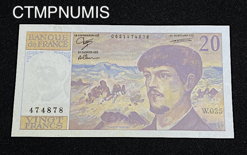 ,BILLET,20,FRANCS,DEBUSSY,1989,