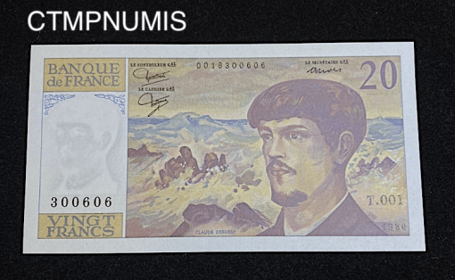 ,BILLET,20,FRANCS,DEBUSSY,1980,NEUF,