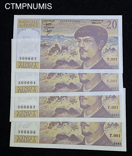 ,BILLET,20,FRANCS,DEBUSSY,1980,NEUF,