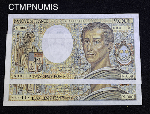 ,BILLET,200,FRANCS,MONTESQUIEU,1981,NEUF,