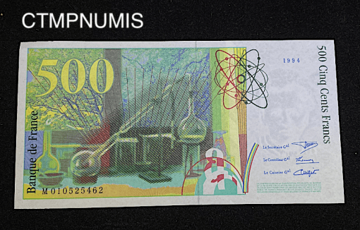 ,BILLET,500,FRANCS,PIERRE,MARIE,CURIE,1994,NEUF,