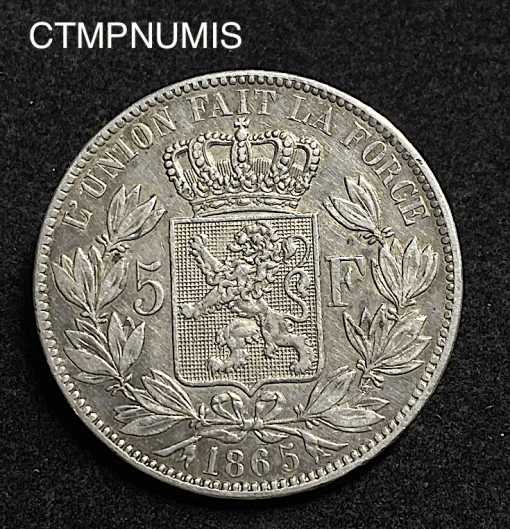 ,MONNAIE,BELGIQUE,5,FRANCS,ARGENT,1865,