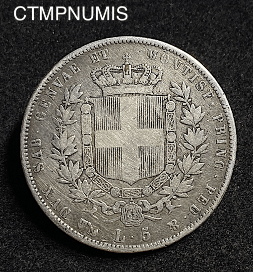 ,MONNAIE,ITALIE,5,LIRE,ARGENT,1851,GENES,