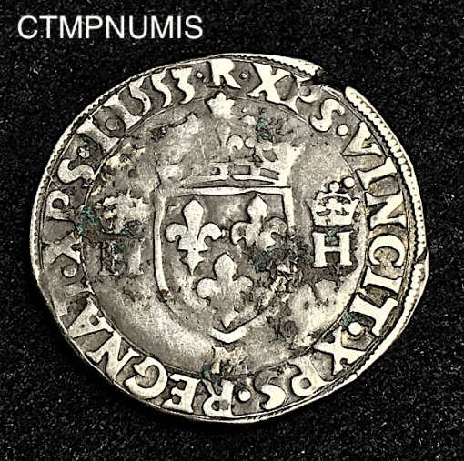 ,MONNAIE,ROYALE,1/2,TESTON,ARGENT,HENRI,2,1553,TOULOUSE,