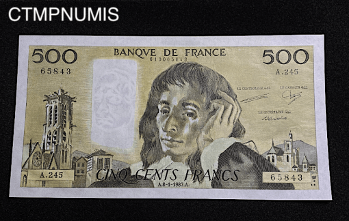 ,BILLET,500,FRANCS,PASCAL,1,1,1987,A.245,NEUF,