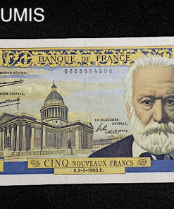 ,BILLET,5,FRANCS,NF,VICTOR,HUGO,1963,