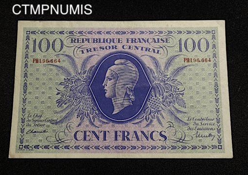 ,BILLET,100,FRANCS,TRESOR,CENTRAL,1943,