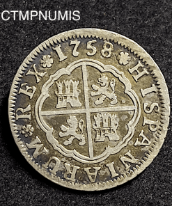 ,MONNAIE,ESPAGNE,2,REALES,ARGENT,1758,SEVILLE,