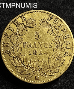 ,MONNAIE,5,FRANCS,OR,NAPOLEON,1864,BB,